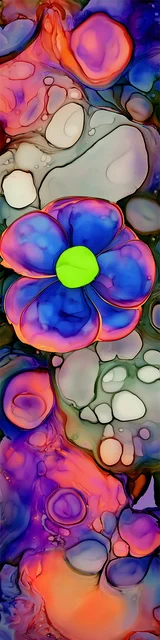 Free abstract flower art bookmark featuring a colorful abstract flower